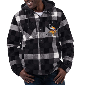 Minnesota Vikings G-III Sherpa Flannel Mid Fleece Jacket Small Black