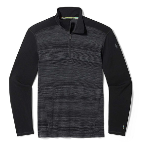 Men's Smartwool Classic Thermal Merino 1/4 Zi Long Sleeve Base Layer Small Black Color Shift