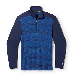 Men's Smartwool Classic Thermal Merino 1/4 Zi Long Sleeve Base Layer Medium Deep Navy Color Shift