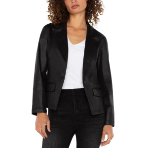 Women's Liverpool Los Angeles Notch Collar Short Blazer Large Coated Black