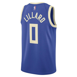 Milwaukee Bucks Damian Lillard #0 Nike 2024 City Edition Jersey Small Royal