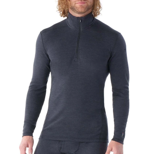 Men's Smartwool Classic Thermal Merino 1/4 Long Sleeve Base Layer Small Charcoal Heather