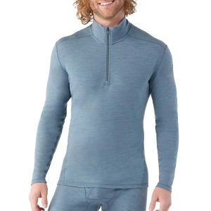 Men's Smartwool Classic Thermal Merino 1/4 Long Sleeve Base Layer Small Pewter Blue Heather