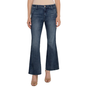 Women's Liverpool Los Angeles Eco Hannah Braided Trim Flare Jeans Ponderay 8 30