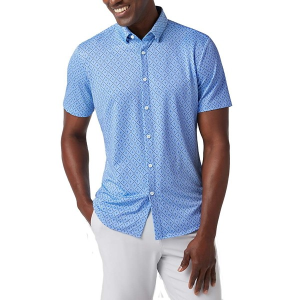 Men's Mizzen+Main Halyard Button Up Shirt Large Light Blue Diamond