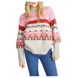 Women's Driftwood Jeans Pullover Sweater Raglan Large Cream Brown