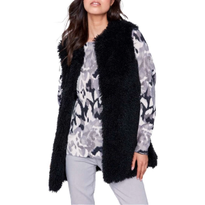 Women's Charlie B Long Faux Fur Vest Small Black