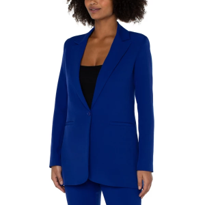 Women's Liverpool Los Angeles Button Front Boyfriend Short Blazer Small Violet