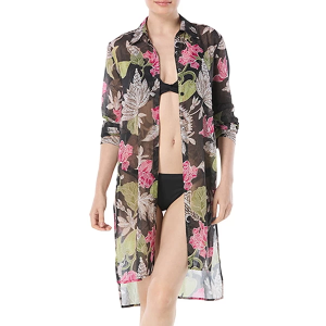 Women's Carmen Marc Valvo Convertible Shirt Swim Cover Up Large Samara Bloom