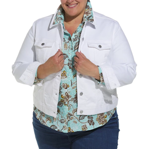 Women's Liverpool Los Angeles Plus Size Classic Denim Jacket 2X Bright White