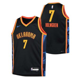 Kids' Oklahoma City Thunder Chet Holmgren #7 Nike 2024 City Edition Jersey Medium Black