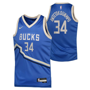 Kids' Milwaukee Bucks Giannis Antetokounmpo #34 Nike 2024 City Edition Jersey Large Royal