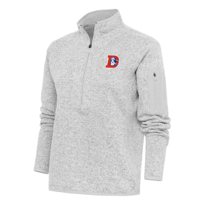 Women's Denver Broncos Antigua Classic Fortune Long Sleeve 1/4 Zip 3XLarge Light Grey Heather