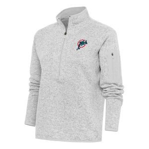 Women's Miami Dolphins Antigua Classic Fortune Long Sleeve 1/4 Zip 3XLarge Light Grey Heather