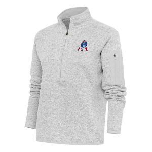 Women's New England Patriots Antigua Classic Fortune Long Sleeve 1/4 Zip 3XLarge Light Grey Heather