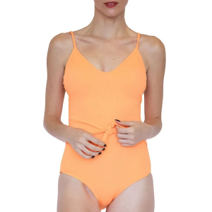Women's Janela Bay Waist Tie One Piece Swimsuit Contemporary Medium Cantaloupe Rib