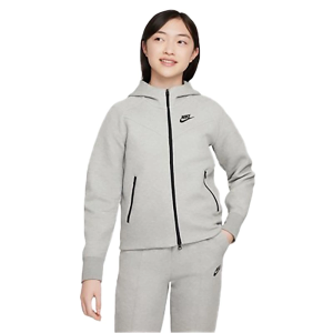 Kids' Nike Sportswear Tech Fleece Full Zip Hoodie Small Dk Grey Heather/Black/Black