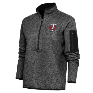 Women's Minnesota Twins Updated Logo Fortune Long Sleeve 1/4 Zip 3XLarge Black Heather