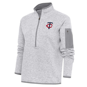 Women's Minnesota Twins Updated Logo Fortune Long Sleeve 1/4 Zip 3XLarge Light Grey Heather