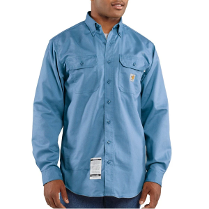 Men's Carhartt Flame-Resistant Classic Twill Long Sleeve Button Up Shirt 4XLarge Tall Medium Blue