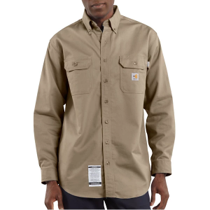 Men's Carhartt Flame-Resistant Classic Twill Long Sleeve Button Up Shirt 4XLarge Tall KHI-Khaki