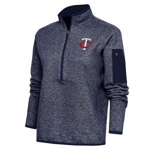 Women's Minnesota Twins Updated Logo Fortune Long Sleeve 1/4 Zip 2XLarge Navy Heather
