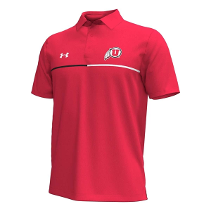 Utah Utes Under Armour Sideline Stripe Polo Small Red