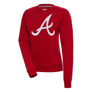 Women's Atlanta Braves Antigua Chenille Victory Crew Small Dark Red