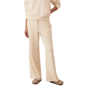 Women's Marine Layer Cloud 9 Fleece Anytime Wide Leg Pants Medium Antique White