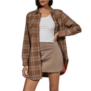 Women's 7 Diamonds Generation Long Sleeve Shacket XSmall Camel Brown