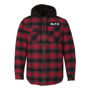 Men's Ride Brand Brand Snowmobile Patch Full-Zip Flannel Jacket T-Shirt Small Black/Red