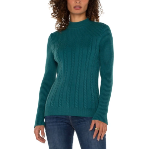Women's Liverpool Los Angeles Pullover Sweater Cable Large Malachite