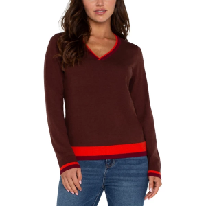 Women's Liverpool Los Angeles Pullover Sweater Colorblock XLarge Retro Brown