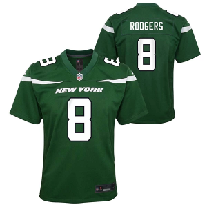 New York Jets Aaron Rodgers #8 Nike Game Kids' Jersey Medium Green