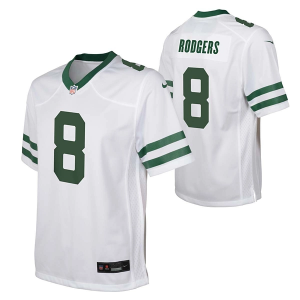 New York Jets Aaron Rodgers #8 Nike Game Kids' Jersey Medium White
