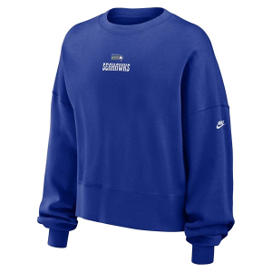 Women's Seattle Seahawks Nike Rewind Oversized Crewneck Medium Royal