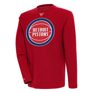 Detroit Pistons Antigua Big Logo Flier Bunker Crewneck Large Dark Red
