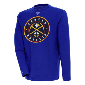 Denver Nuggets Antigua Big Logo Flier Bunker Crewneck Small Dark Royal