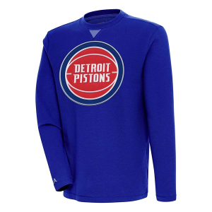 Detroit Pistons Antigua Big Logo Flier Bunker Crewneck Small Dark Royal