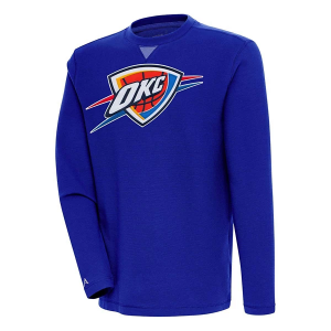 Oklahoma City Thunder Antigua Big Logo Flier Bunker Crewneck Small Dark Royal