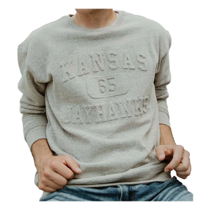 Kansas Jayhawks Gameday Social Women's Crew Medium Heather Grey