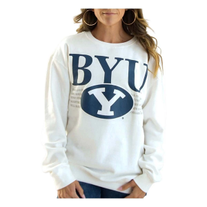 BYU Cougars Gameday Social Women's Crew Medium White