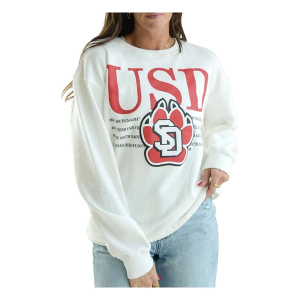South Dakota Coyotes Gameday Social Women's Crew Medium White