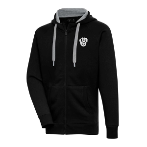 Milwaukee Brewers Antigua Brushed Metallic Victory Full Zip 4XLarge Black