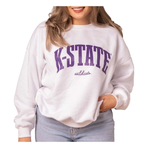 Kansas State Wildcats Fan Girl Women's Crew 2XLarge White