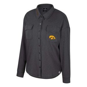 Iowa Hawkeyes Colosseum Women's Waffle Trainer Button Up Large Charcoal