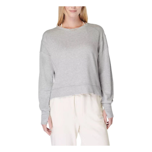 Women's Sweaty Betty After Class Crop Crewneck Sweatshirt Medium Light Grey Heather