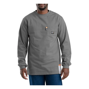 Men's Berne Apparel Flame Resistant Pocket Long Sleeve T-Shirt XLarge Grey