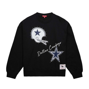 Women's Dallas Cowboys Mitchell and Ness Vintage Crewneck Medium Black