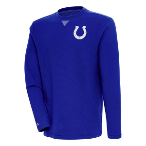 Indianapolis Colts Antigua Chest Crest Flier Bunker Crewneck Small Dark Royal